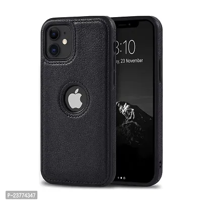 YellowCult Back Cover Case for Apple iPhone 11 with Logo View, Made with PU Leather (6.1 Inch) (Black)-thumb0