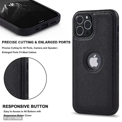 YellowCult Back Cover Case for Apple iPhone 13 Pro Max with Logo View, Made with PU Leather (6.7 Inch) (Black)-thumb3
