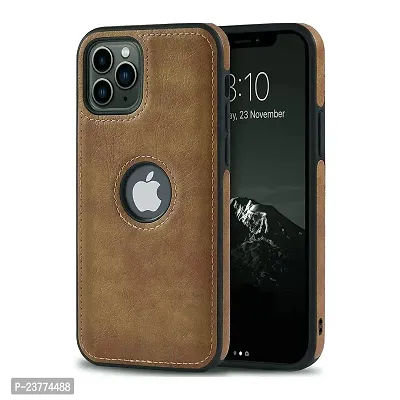 YellowCult Back Cover Case for Apple iPhone 11 Pro with Logo View, Made with PU Leather (5.8 Inch) (Brown)