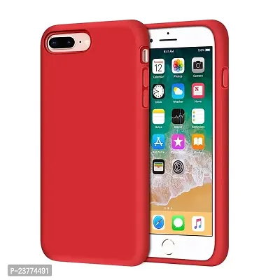 YellowCult Ultra-Smooth  Shockproof Liquid Silicon Back Cover Case for Apple iPhone 7 Plus, 8 Plus (5.5 Inch) (Red)