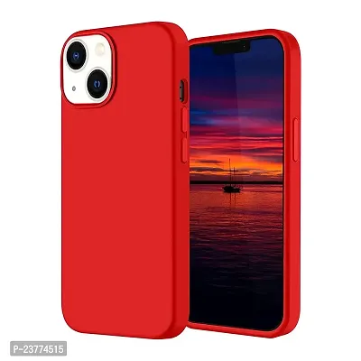 YellowCult Shockproof  Ultra-Smooth Liquid Silicon Back Cover Case for Apple iPhone 13 Mini (5.4 Inch) (Red)-thumb0