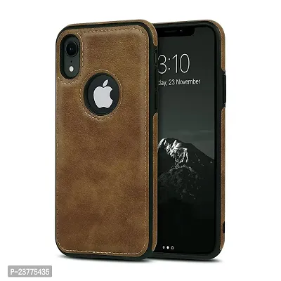 YellowCult Back Cover Case for Apple iPhone XR with Logo View, Made with PU Leather (6.1 Inch) (Brown)