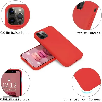 YellowCult Ultra-Smooth  Shockproof Liquid Silicon Back Cover Case for Apple iPhone 12, 12 Pro (6.1 Inch) (Red)-thumb5