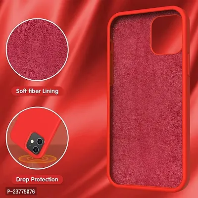 YELLOWCULT Ultra-Smooth  Shockproof Liquid Silicon Back Cover Case for Apple iPhone 12 Mini (5.4 Inch) (Red)-thumb4