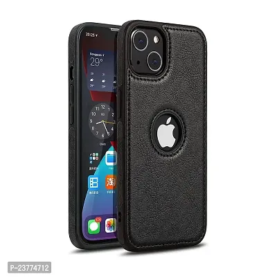 YellowCult Back Cover Case for Apple iPhone 13 with Logo View, Made with PU Leather (6.1 Inch) (Black)-thumb0