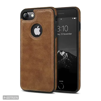 YellowCult Back Cover Case for Apple iPhone 7 with Logo View, Made with PU Leather (Brown)