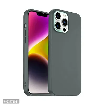 YellowCult Ultra-Smooth  Shockproof Liquid Silicon Back Cover Case for Apple iPhone 14 Pro (6.1 Inch) (Charcoal Gray)-thumb0