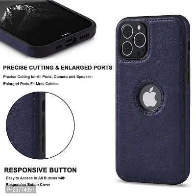 YellowCult Back Cover Case for Apple iPhone 13 Pro Max with Logo View, Made with PU Leather (6.7 Inch) (Blue)-thumb3