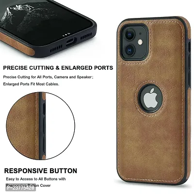 YellowCult Back Cover Case for Apple iPhone 11 with Logo View, Made with PU Leather (6.1 Inch) (Brown)-thumb5
