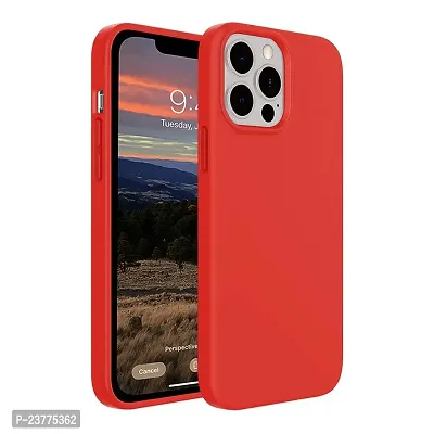 YellowCult Ultra-Smooth  Shockproof Liquid Silicon Back Cover Case for Apple iPhone 13 Pro Max (6.7 Inch) (Red)