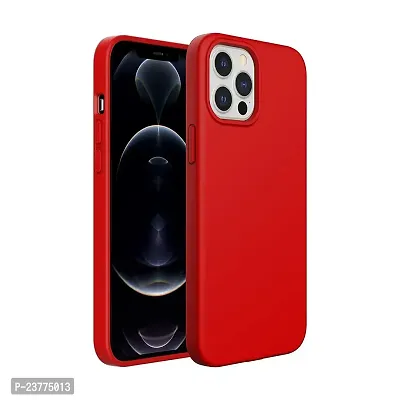YellowCult Ultra-Smooth  Shockproof Liquid Silicon Back Cover Case for Apple iPhone 12 Pro Max (6.7 Inch) (Red)