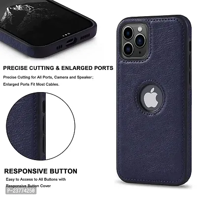 YellowCult Back Cover Case for Apple iPhone 11 Pro Max with Logo View, Made with PU Leather (6.5 Inch) (Blue)-thumb3