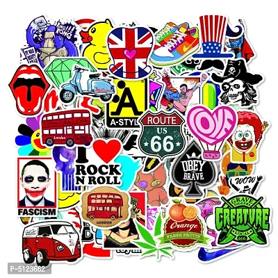 100 Random No-Duplicate Adhesive Vinyl Stickers Pack for Fashion Labels, Art, Laptop, MacBook, Car, Skate Board, Luggage [100 Waterproof Vinyl Stickers - Style E]-thumb0