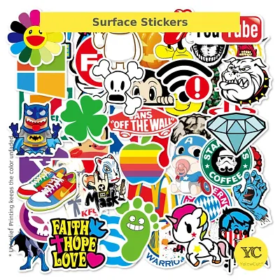 100 Random No-Duplicate Adhesive Vinyl Stickers Pack for Fashion Labels, Art, Laptop, MacBook, Car, Skate Board, Luggage [100 Waterproof Vinyl Stickers - Style B]
