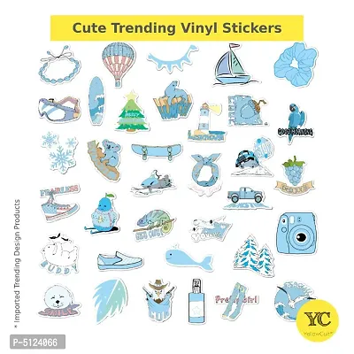 35 Blue VSCO Laptops Cute Waterproof Girls Vinyl Sticker, No-Duplicate VSCO Stickers Pack Fashion Labels, Art, Laptop, MacBook, Car, Skate Board, Luggage [35 Waterproof Blue VSCO Stickers]-thumb4