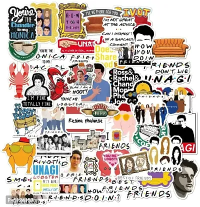 50 Random No-Duplicate Friends VSCO Stickers Pack Fashion Labels, Art, Laptop, MacBook, Skate Board, Luggage [50 Waterproof Random Stickers - Friends TV Series Pack]-thumb0