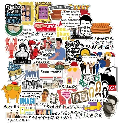 50 Random No-Duplicate Friends VSCO Stickers Pack Fashion Labels, Art, Laptop, MacBook, Skate Board, Luggage [50 Waterproof Random Stickers - Friends TV Series Pack]