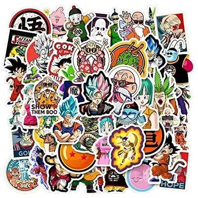 50 Random No-Duplicate DBZ Vinyl Stickers Pack to Customize Laptop, MacBook, Refrigerator, Bike, Skate Board, Luggage [Waterproof Stickers - Dragon Ball Z]
