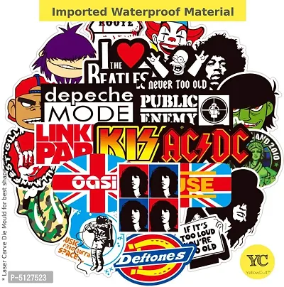 100pcs Classic Rock Band Random No-Duplicate Vinyl Stickers Pack to Customize Laptop, MacBook, Refrigerator, Bike, Skate Board, Luggage [Waterproof Stickers - Classic Rock Bands]-thumb2