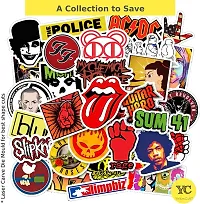 50pcs Classic Rock Band Random No-Duplicate Vinyl Stickers Pack to Customize Laptop, MacBook, Refrigerator, Skate Board, Luggage [Waterproof Stickers - Rock Bands Punk Style]-thumb1