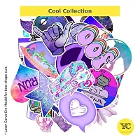 YellowCult Cool Psychedelic Theme Stickers, Music Festival, Colors  Peace Related Vinyl Stickers Pack for Art, Laptop, MacBook, Car, Guitar [50 Random No-Duplicate Waterproof Stickers - PSY Purple]-thumb2