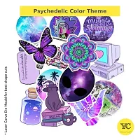 YellowCult Cool Psychedelic Theme Stickers, Music Festival, Colors  Peace Related Vinyl Stickers Pack for Art, Laptop, MacBook, Car, Guitar [50 Random No-Duplicate Waterproof Stickers - PSY Purple]-thumb3