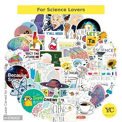 YellowCult 50 Science Concepts Stickers, Nerdy, Educational  Trending Humor Vinyl Sticker, No-Duplicate Stickers Pack Fashion Labels, Laptop, MacBook [Waterproof Random Stickers - Science Concept]-thumb0