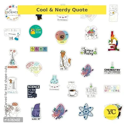 YellowCult 50 Science Concepts Stickers, Nerdy, Educational  Trending Humor Vinyl Sticker, No-Duplicate Stickers Pack Fashion Labels, Laptop, MacBook [Waterproof Random Stickers - Science Concept]-thumb4