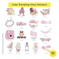 YellowCult 35 Pink VSCO Laptops Cute Waterproof Girls Vinyl Sticker, No-Duplicate VSCO Stickers Pack Fashion Labels, Art, Laptop, MacBook, Skate Board, Luggage [35 Waterproof Pink VSCO Stickers]-thumb2