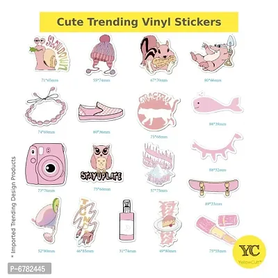 YellowCult 35 Pink VSCO Laptops Cute Waterproof Girls Vinyl Sticker, No-Duplicate VSCO Stickers Pack Fashion Labels, Art, Laptop, MacBook, Skate Board, Luggage [35 Waterproof Pink VSCO Stickers]-thumb3