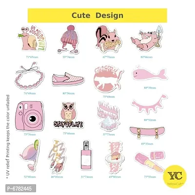 YellowCult 35 Pink VSCO Laptops Cute Waterproof Girls Vinyl Sticker, No-Duplicate VSCO Stickers Pack Fashion Labels, Art, Laptop, MacBook, Skate Board, Luggage [35 Waterproof Pink VSCO Stickers]-thumb5