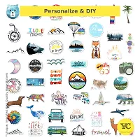 YellowCult 50 No-Duplicate VSCO Stickers Pack Fashion Labels, Traveller Girls Sticker for Art, Laptop, MacBook, Car, Skate Board, Luggage, Cup, Mobile [50 Waterproof VSCO Stickers - Explorer Theme]-thumb2
