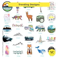 YellowCult 50 No-Duplicate VSCO Stickers Pack Fashion Labels, Traveller Girls Sticker for Art, Laptop, MacBook, Car, Skate Board, Luggage, Cup, Mobile [50 Waterproof VSCO Stickers - Explorer Theme]-thumb3