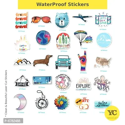 YellowCult 50 No-Duplicate VSCO Stickers Pack Fashion Labels, Traveller Girls Sticker for Art, Laptop, MacBook, Car, Skate Board, Luggage, Cup, Mobile [50 Waterproof VSCO Stickers - Explorer Theme]-thumb5
