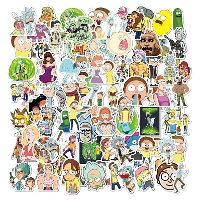 YellowCult 100 Random Rick  Morty No-Duplicate VSCO Vinyl Stickers Pack for Fashion Labels, Art, Laptop, MacBook, Car, Skate Board, Luggage [100 Waterproof Random Stickers - Rick  Morty]