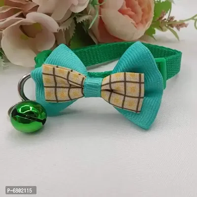 Breakaway Cat Collar with Contrast Coloured Bow Tie and Bell, Cute  Neat Bow, 1 Kitty Safety Collar - Turquoise Green-thumb0