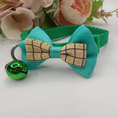 Breakaway Cat Collar with Contrast Coloured Bow Tie and Bell, Cute  Neat Bow, 1 Kitty Safety Collar - Turquoise Green