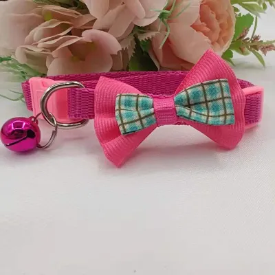 Breakaway Cat Collar with Cute Bow Tie and Bell, Contrasting Colored  Neat Bow, 1 Kitty Safety Collar - Pink