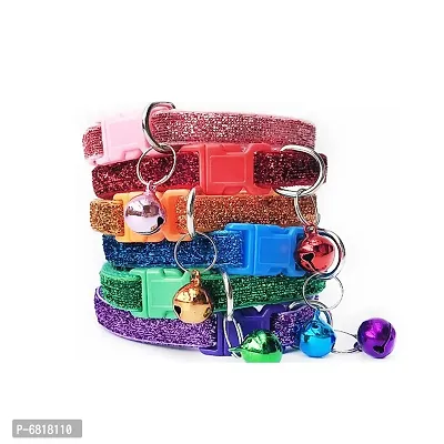 2 Pieces Cat Collars -Exotic Sparkling Design, with Bell, Adjustable Strap, and Safety Release Buckle [Modern Design for Your Cute Cats, Puppies  Small Dogs- 2 random color-thumb0