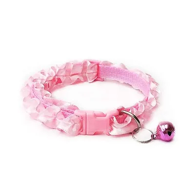 1 Piece Adjustable Kitten Collar Trending Frill Design with Bell Cat Pet Puppy [Adjustable Strap, and Safety Release Buckle - Exotic Pink]