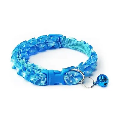 1 Piece Cat Collar - Unique Frill Design, with Bell, Adjustable Strap, and Safety Release Buckle [Modern Design for Your Cute Cats, Puppies  Small Dogs- Peaceful Blue]