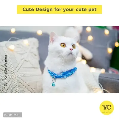 1 Piece Cat Collar - Unique Frill Design, with Bell, Adjustable Strap, and Safety Release Buckle [Modern Design for Your Cute Cats, Puppies  Small Dogs- Peaceful Blue]-thumb4