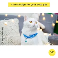 3 Pieces Cat Collars - Unique Frill Design, with Bell, Adjustable Strap, and Safety Release Buckle [Modern Design for Your Cute Cats, Puppies  Small Dogs- Exotic Pink, Blue  Purple]-thumb1