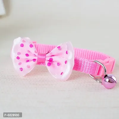 1pcs classic pink bow cat coller with bell Dog  Cat Break Away Collar-thumb0