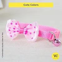 1pcs classic pink bow cat coller with bell Dog  Cat Break Away Collar-thumb2