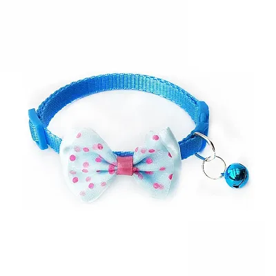 1pcs classic blue bow cat coller with bell Dog  Cat Break Away Collar