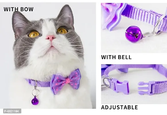 1pcs purple classic Bow Cat collar with Bell Adjustable Strap  Safety Release Buckle for Cats, Puppies  Small Dogs-thumb0
