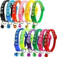 1 Piece random Cat Collars - Paw Print Design, with Bell, Adjustable Strap, and Safety Release Buckle [option now choose your favourite color text msg]-thumb4