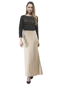 V&M Women's Lace Beige-Black Full Sleeves Fishcut Maxi Dress-thumb1