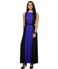 V&M Black Crepe Color Blocked Boat Neck Sleeveless Maxi Dress with Fabric Belt (VM23) (VM24) (VM55)(VM293)-thumb1